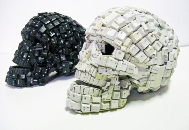 ANTI SOCIAL NETWORK I and II, 2010, computer keyboard and resin,15x20x25cm